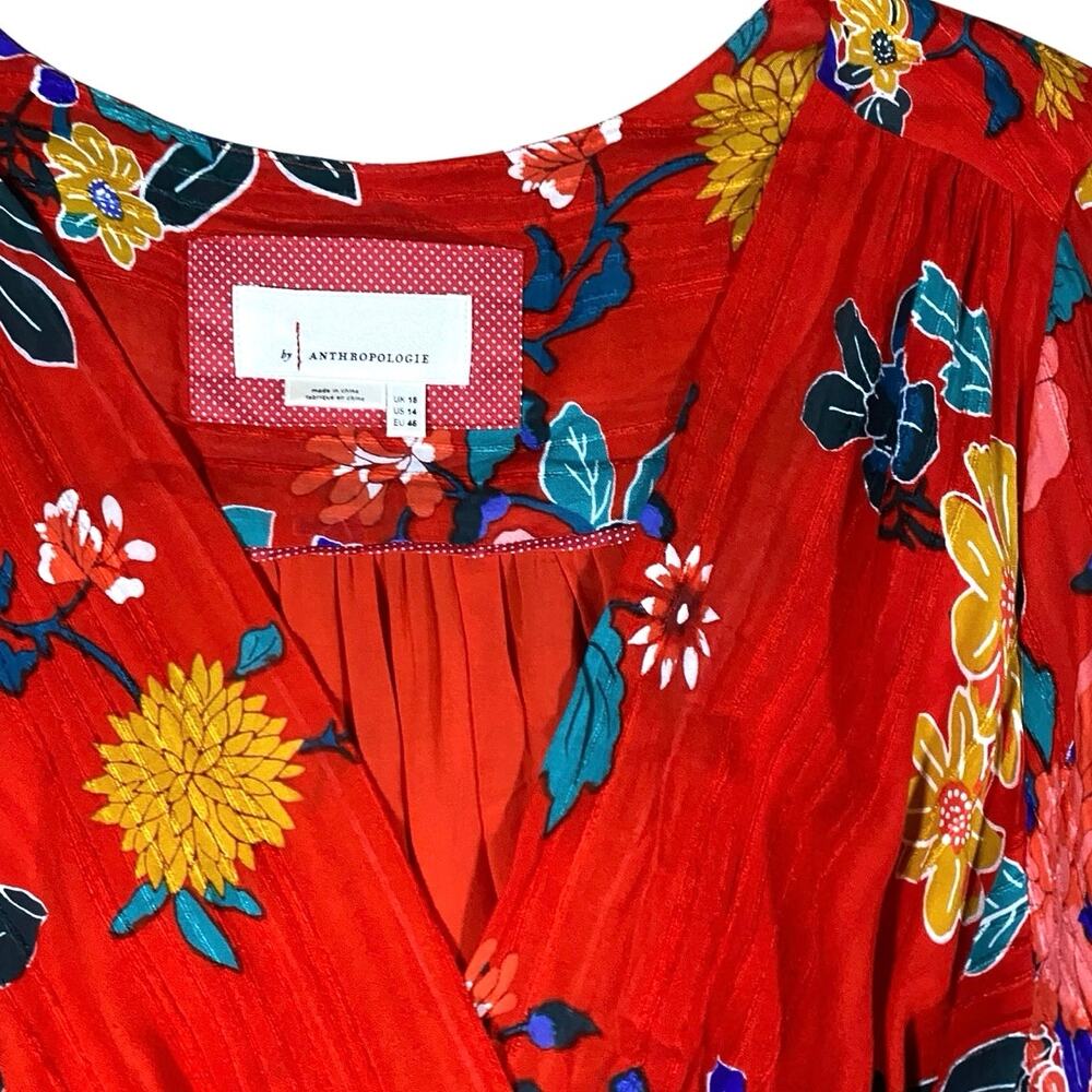 Anthropologie Boswell Floral Wrap Tunic Dress - 14 - Picture 4 of 6